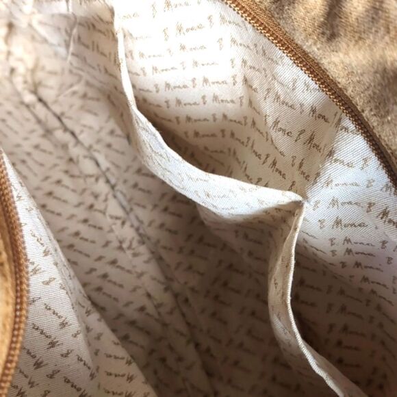 Mona B Shining ⭐ Star Upcycled Canvas And 100% Leather Messenger Bag NWT - Picture 14 of 17